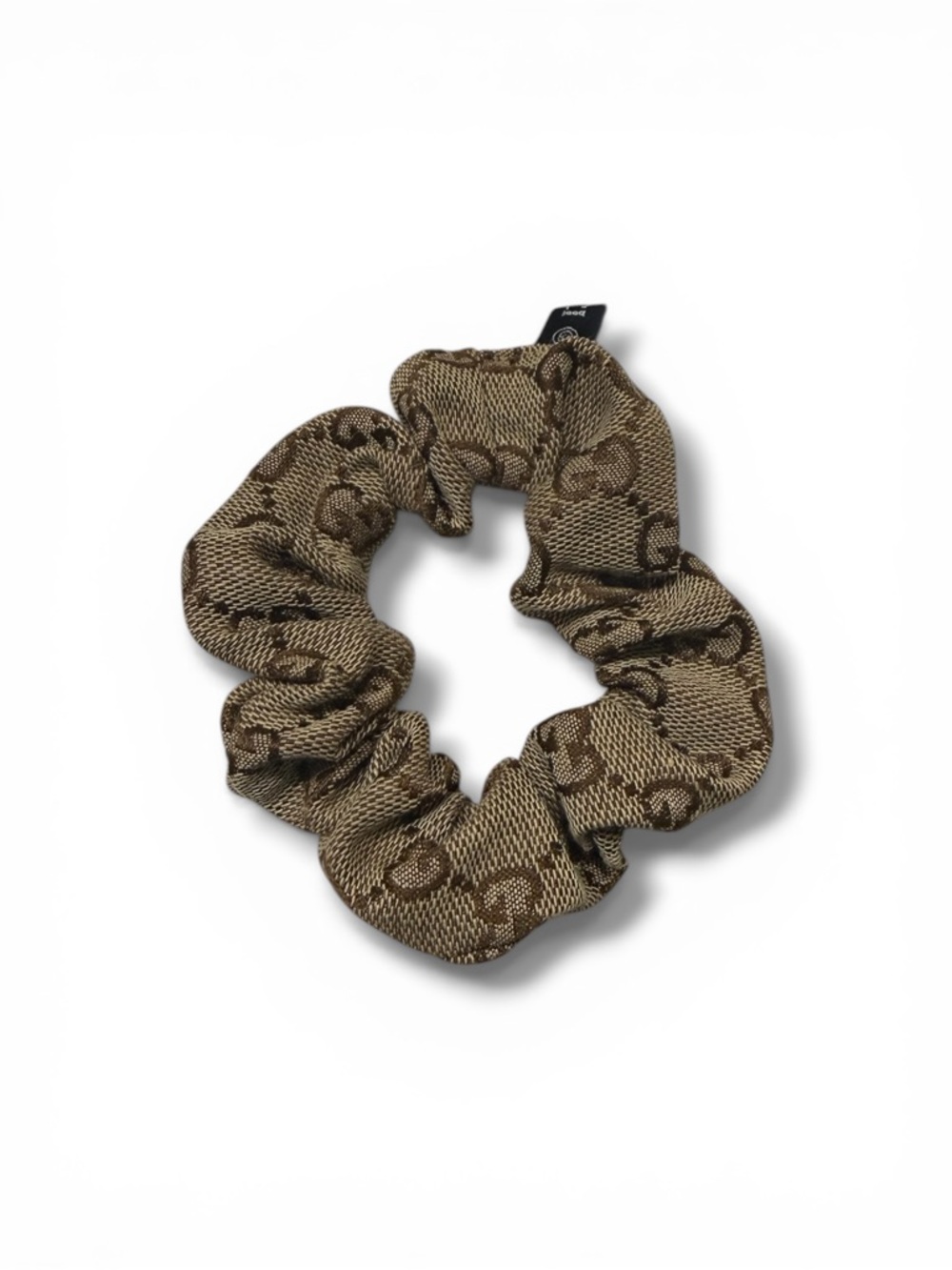 Brown Patterned Women's Hair Scrunchie with Luxury Monogram